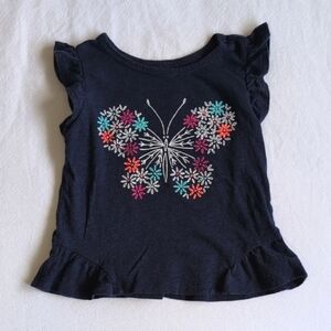 arizona jeans co navy floral butterfly flutter sleeve top 24 months baby girl
